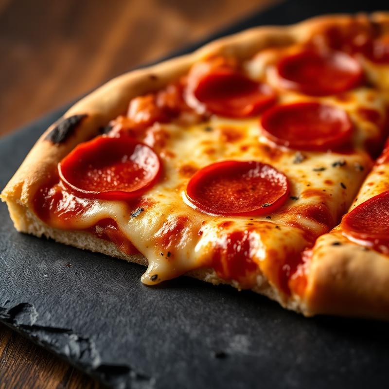 Freshly baked pepperoni pizza