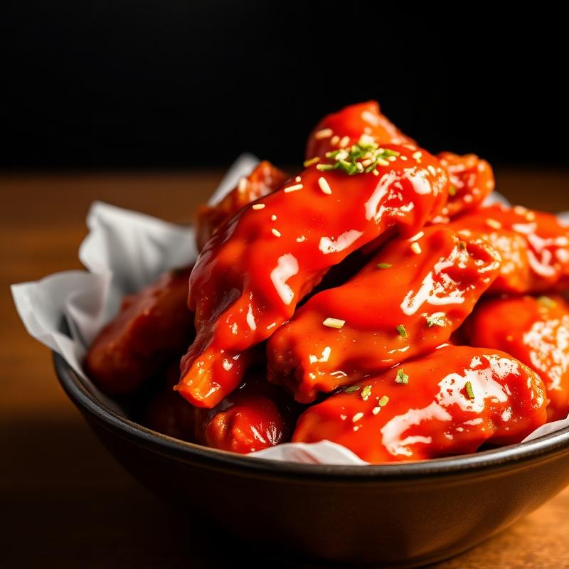Buffalo saucy chicken wings in a bowl